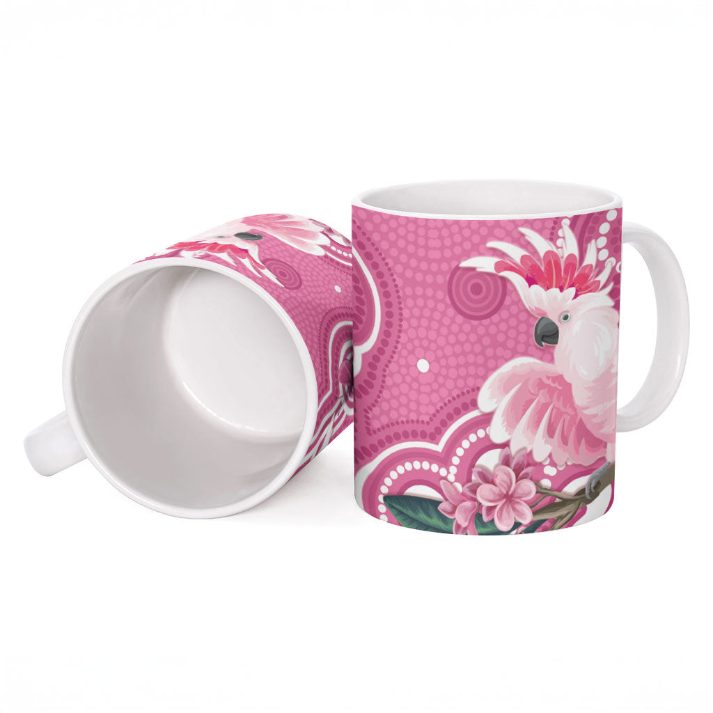 Australia Breast Cancer Support Ceramic Mug Pink Cockatoo Ribbon Aboriginal Art