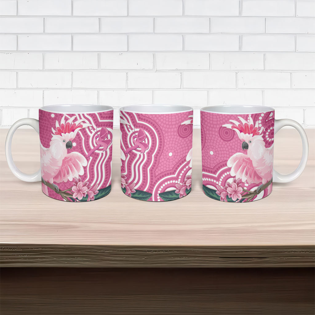 Australia Breast Cancer Support Ceramic Mug Pink Cockatoo Ribbon Aboriginal Art