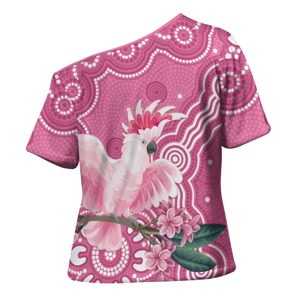 Australia Breast Cancer Support Cross Shoulder Shirt Pink Cockatoo Ribbon Aboriginal Art
