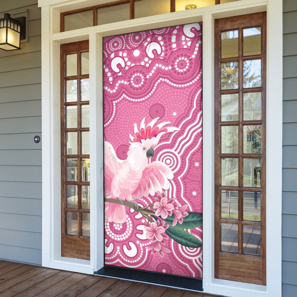 Australia Breast Cancer Support Door Cover Pink Cockatoo Ribbon Aboriginal Art