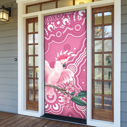 Australia Breast Cancer Support Door Cover Pink Cockatoo Ribbon Aboriginal Art