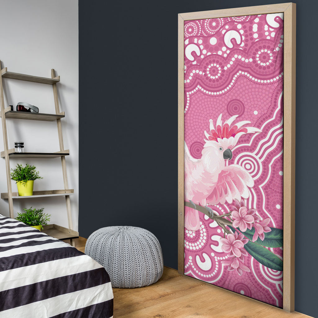 Australia Breast Cancer Support Door Cover Pink Cockatoo Ribbon Aboriginal Art