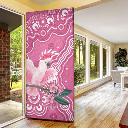 Australia Breast Cancer Support Door Cover Pink Cockatoo Ribbon Aboriginal Art