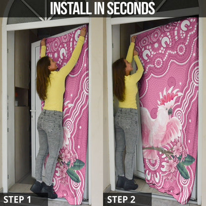 Australia Breast Cancer Support Door Cover Pink Cockatoo Ribbon Aboriginal Art