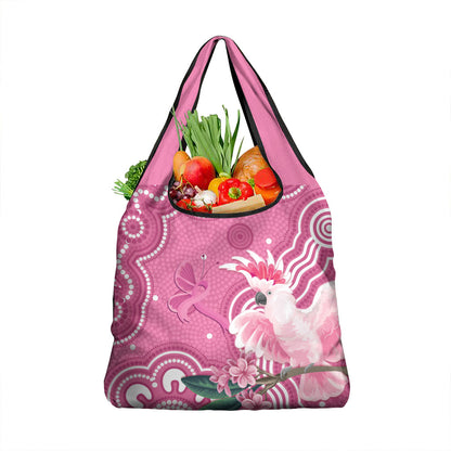 Australia Breast Cancer Support Grocery Bag Pink Cockatoo Ribbon Aboriginal Art