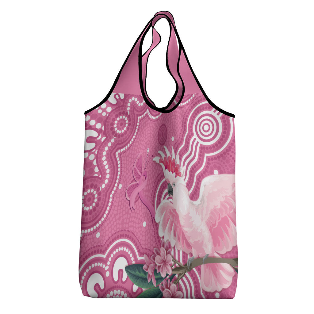 Australia Breast Cancer Support Grocery Bag Pink Cockatoo Ribbon Aboriginal Art