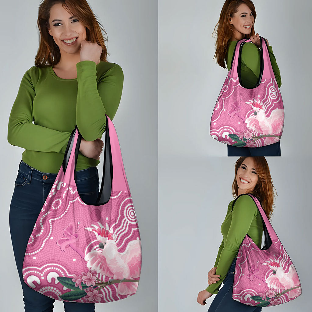Australia Breast Cancer Support Grocery Bag Pink Cockatoo Ribbon Aboriginal Art