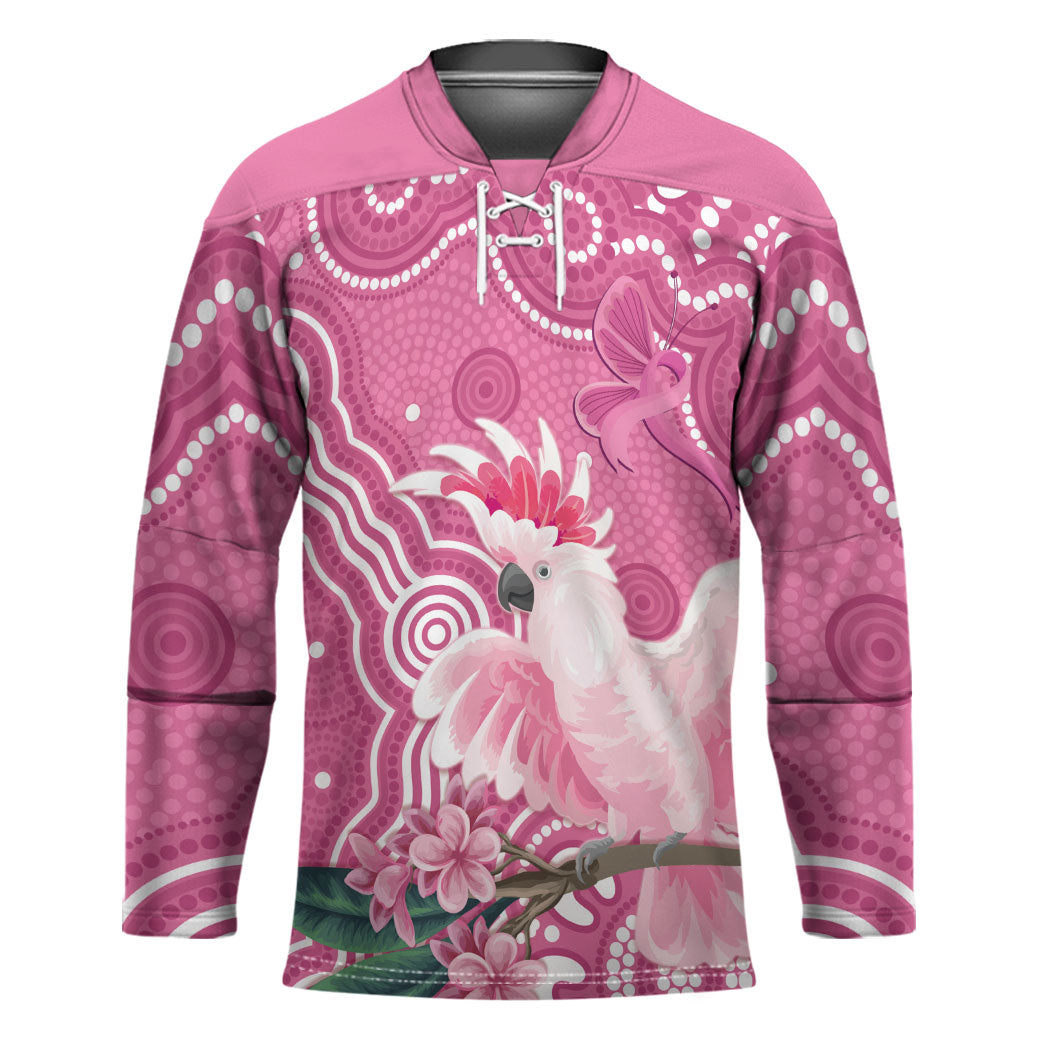 Australia Breast Cancer Support Hockey Jersey Pink Cockatoo Ribbon Aboriginal Art