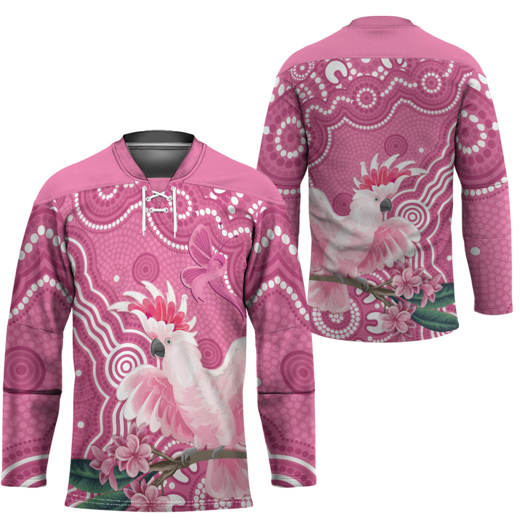 Australia Breast Cancer Support Hockey Jersey Pink Cockatoo Ribbon Aboriginal Art