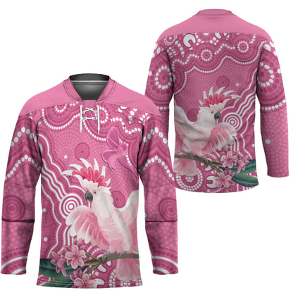 Australia Breast Cancer Support Hockey Jersey Pink Cockatoo Ribbon Aboriginal Art