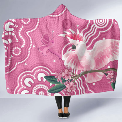 Australia Breast Cancer Support Hooded Blanket Pink Cockatoo Ribbon Aboriginal Art