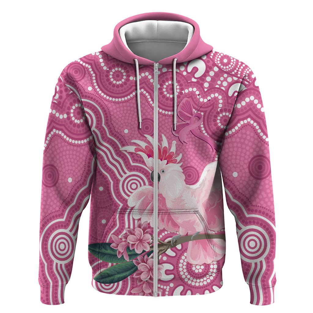 Australia Breast Cancer Support Hoodie Pink Cockatoo Ribbon Aboriginal Art