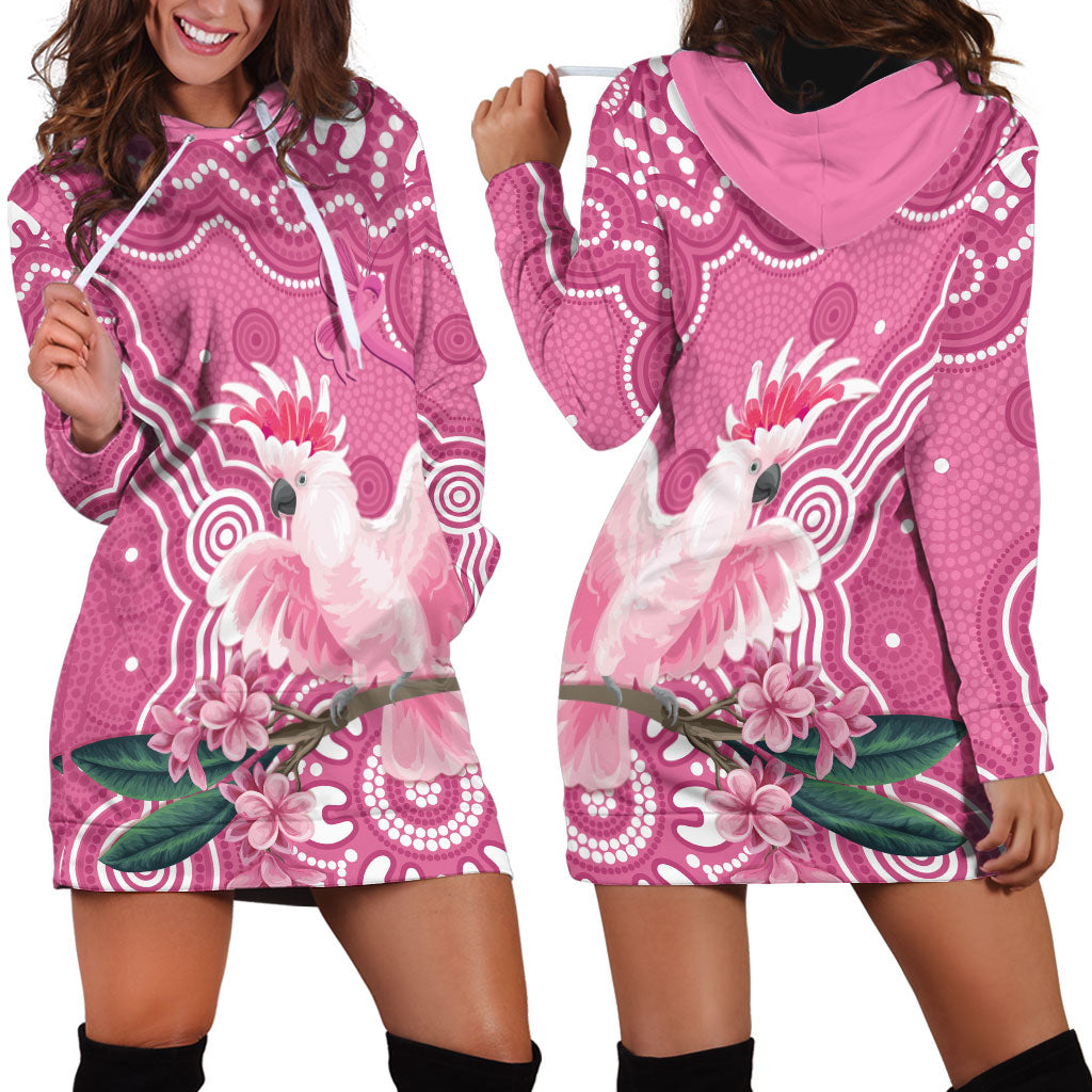 Australia Breast Cancer Support Hoodie Dress Pink Cockatoo Ribbon Aboriginal Art