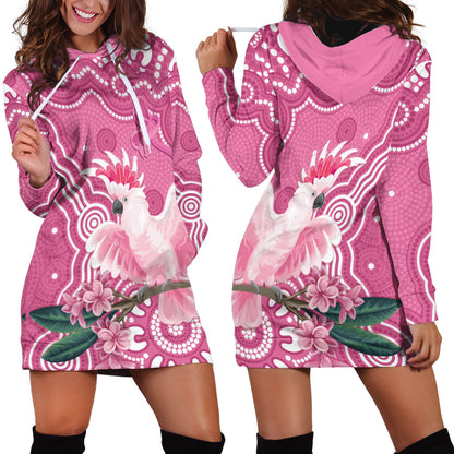 Australia Breast Cancer Support Hoodie Dress Pink Cockatoo Ribbon Aboriginal Art
