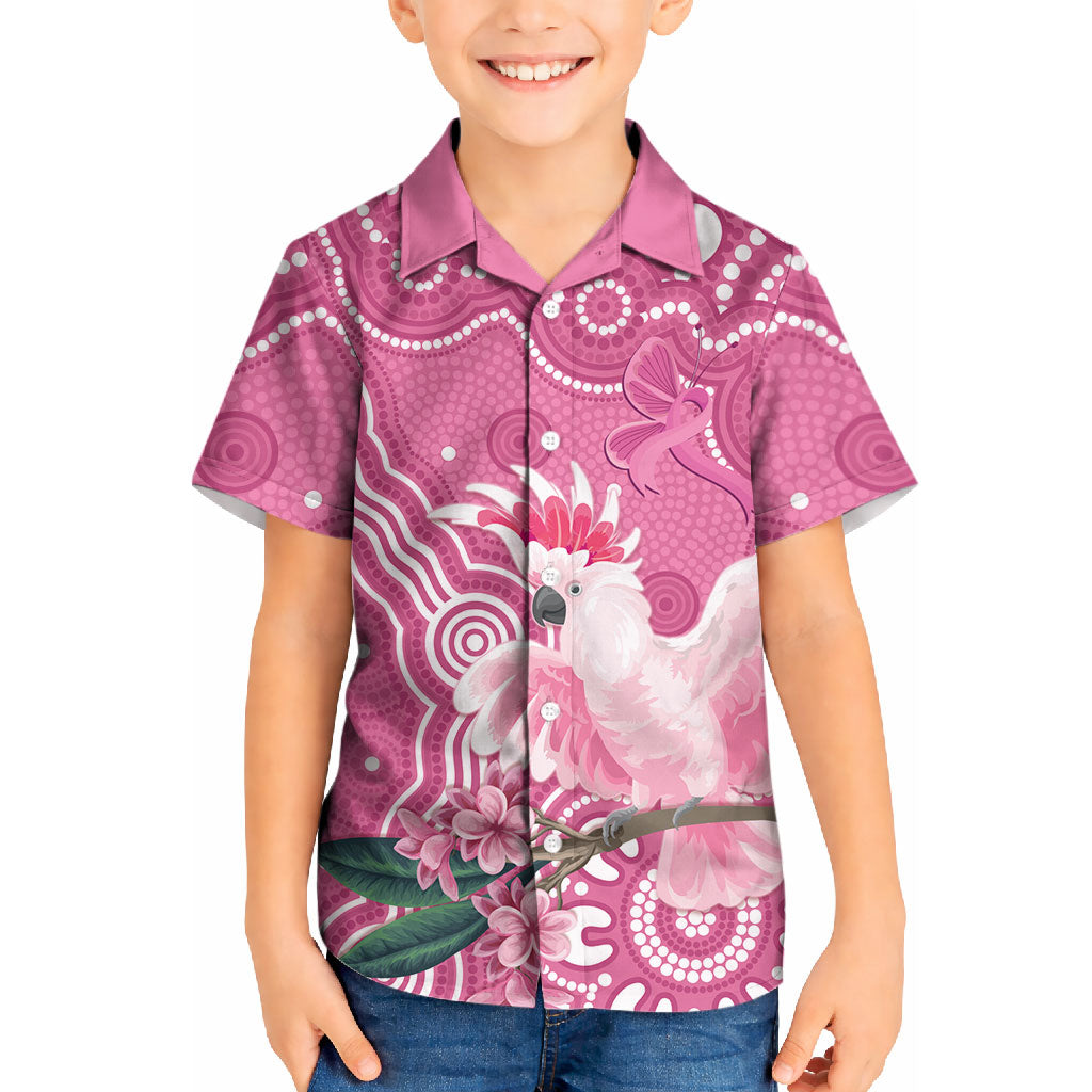 Australia Breast Cancer Support Kid Hawaiian Shirt Pink Cockatoo Ribbon Aboriginal Art