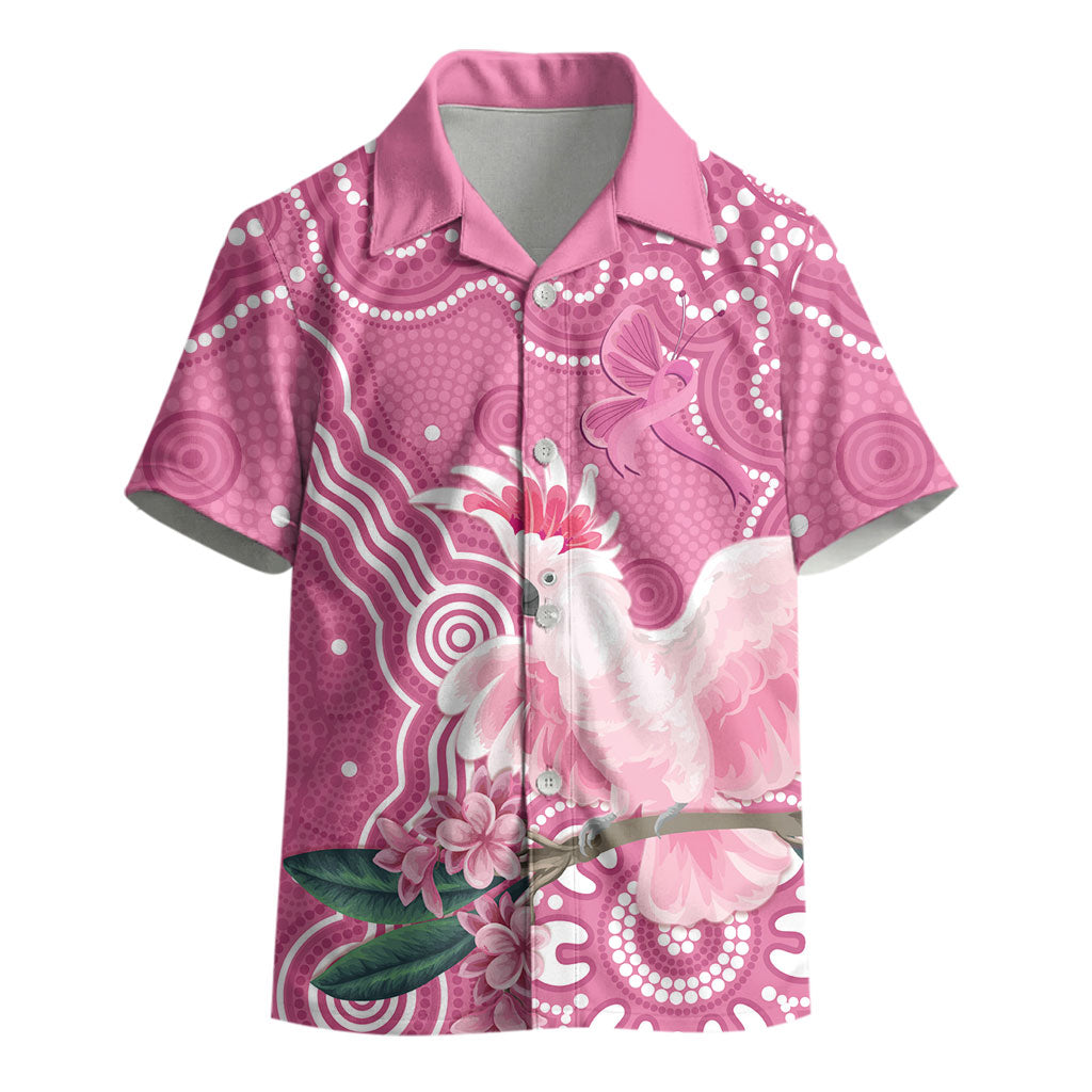 Australia Breast Cancer Support Kid Hawaiian Shirt Pink Cockatoo Ribbon Aboriginal Art