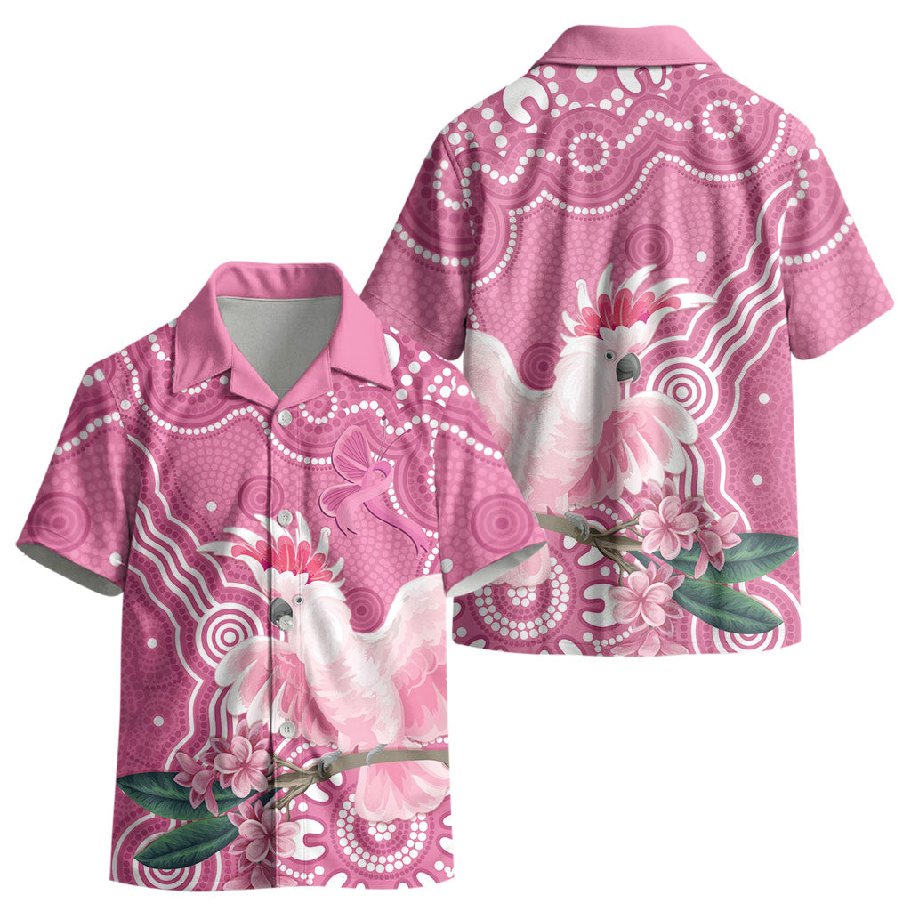 Australia Breast Cancer Support Kid Hawaiian Shirt Pink Cockatoo Ribbon Aboriginal Art