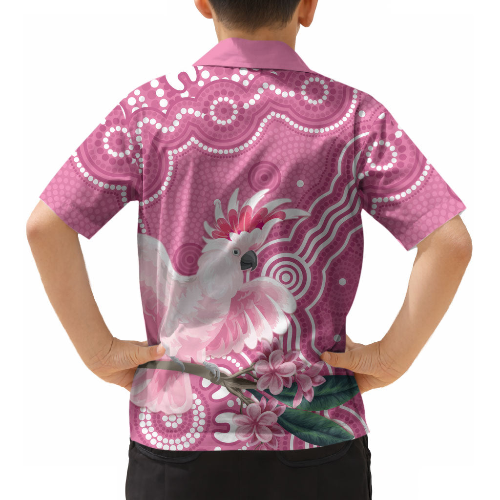 Australia Breast Cancer Support Kid Hawaiian Shirt Pink Cockatoo Ribbon Aboriginal Art