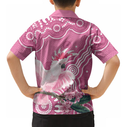 Australia Breast Cancer Support Kid Hawaiian Shirt Pink Cockatoo Ribbon Aboriginal Art