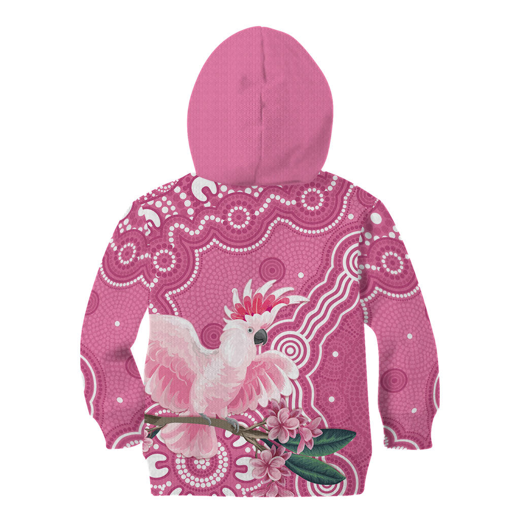 Australia Breast Cancer Support Kid Hoodie Pink Cockatoo Ribbon Aboriginal Art