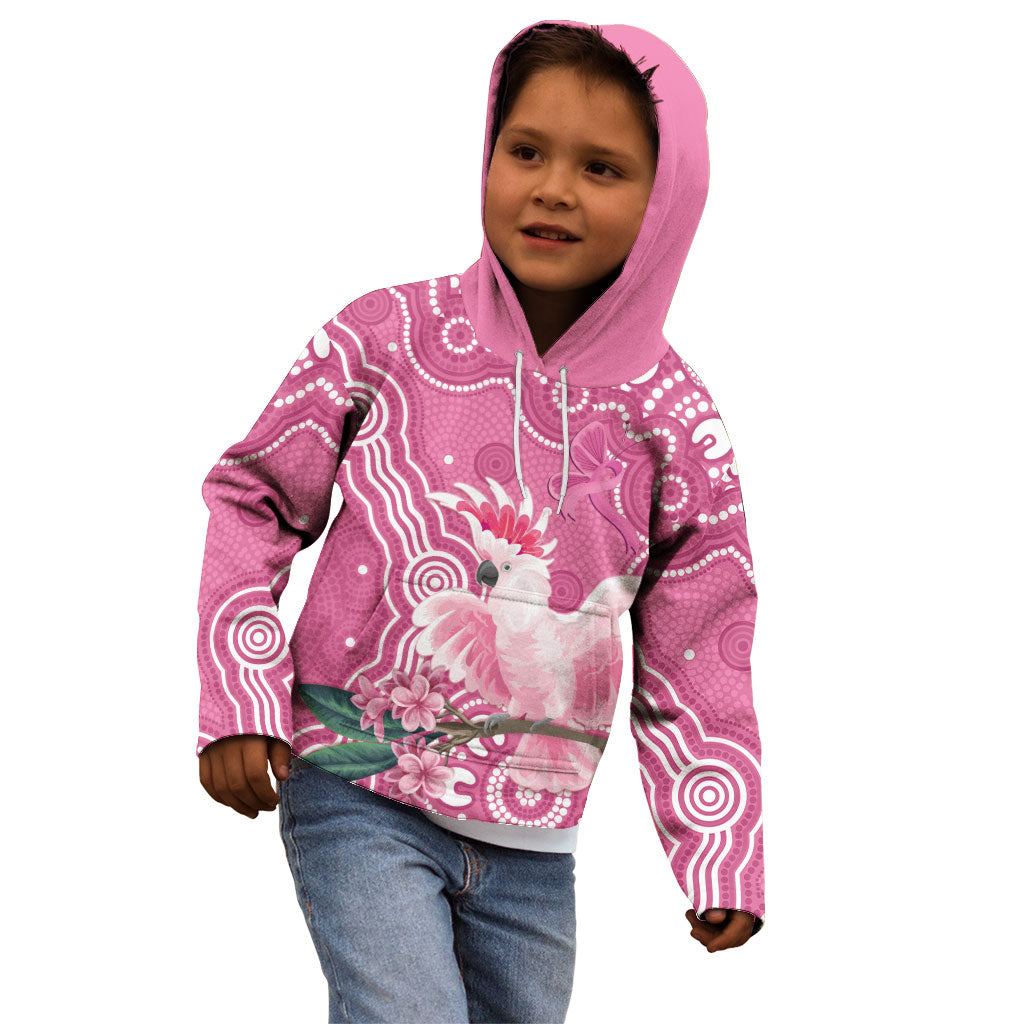 Australia Breast Cancer Support Kid Hoodie Pink Cockatoo Ribbon Aboriginal Art