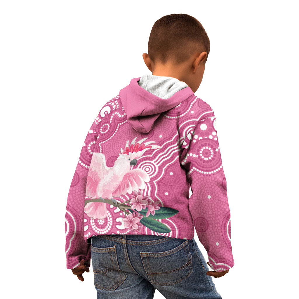 Australia Breast Cancer Support Kid Hoodie Pink Cockatoo Ribbon Aboriginal Art