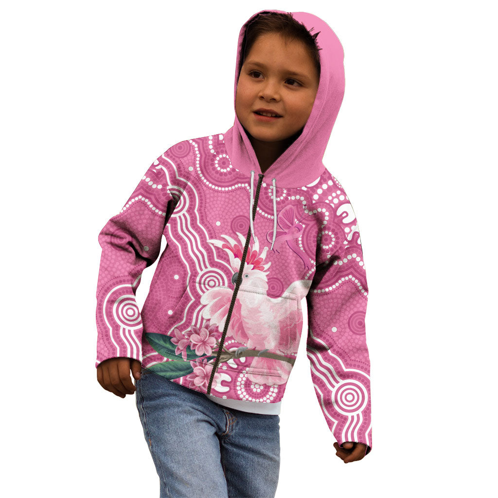 Australia Breast Cancer Support Kid Hoodie Pink Cockatoo Ribbon Aboriginal Art
