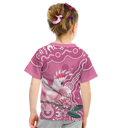 Australia Breast Cancer Support Kid T Shirt Pink Cockatoo Ribbon Aboriginal Art