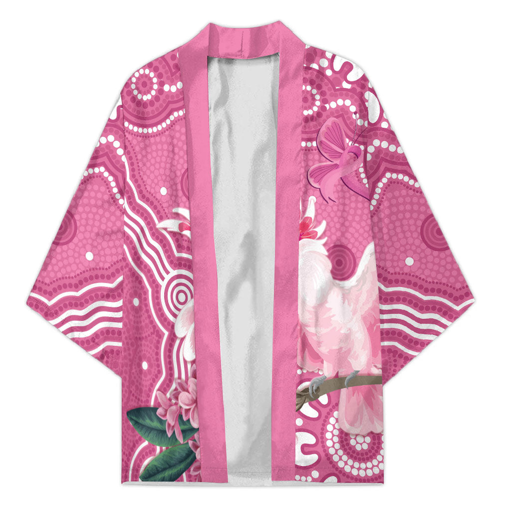 Australia Breast Cancer Support Kimono Pink Cockatoo Ribbon Aboriginal Art