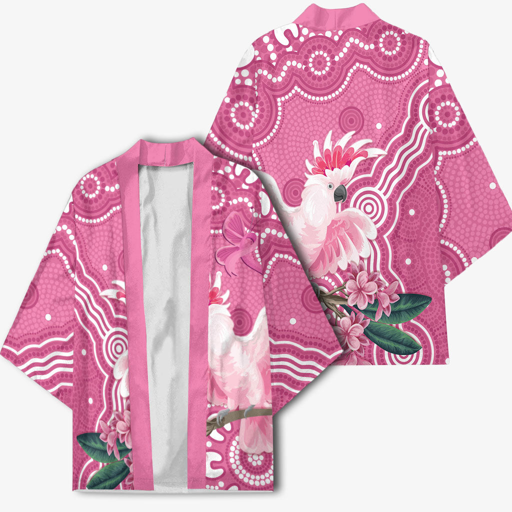 Australia Breast Cancer Support Kimono Pink Cockatoo Ribbon Aboriginal Art