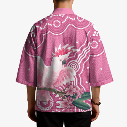 Australia Breast Cancer Support Kimono Pink Cockatoo Ribbon Aboriginal Art