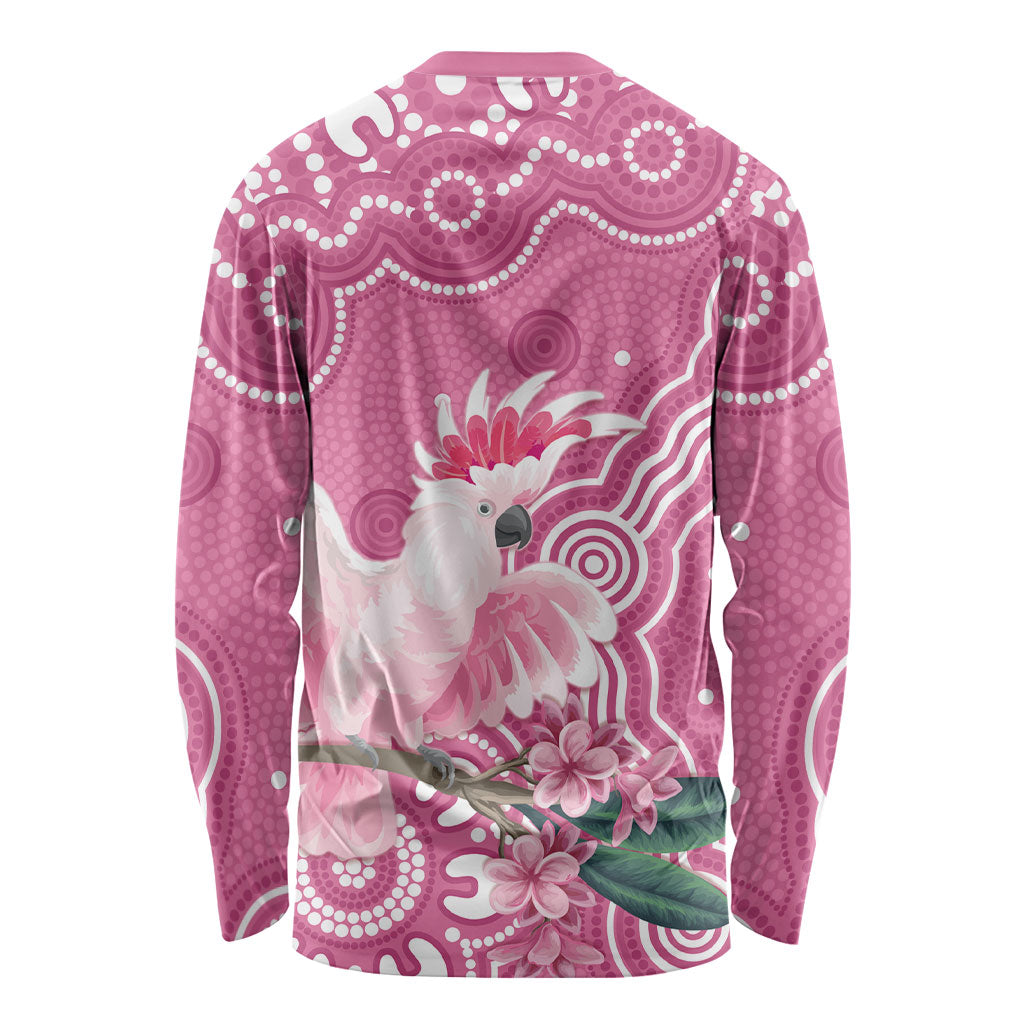 Australia Breast Cancer Support Long Sleeve Shirt Pink Cockatoo Ribbon Aboriginal Art