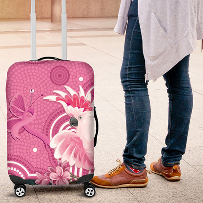 Australia Breast Cancer Support Luggage Cover Pink Cockatoo Ribbon Aboriginal Art