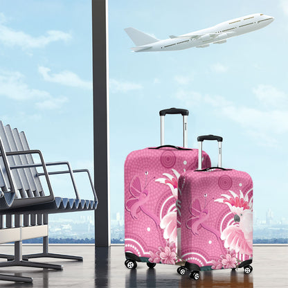 Australia Breast Cancer Support Luggage Cover Pink Cockatoo Ribbon Aboriginal Art