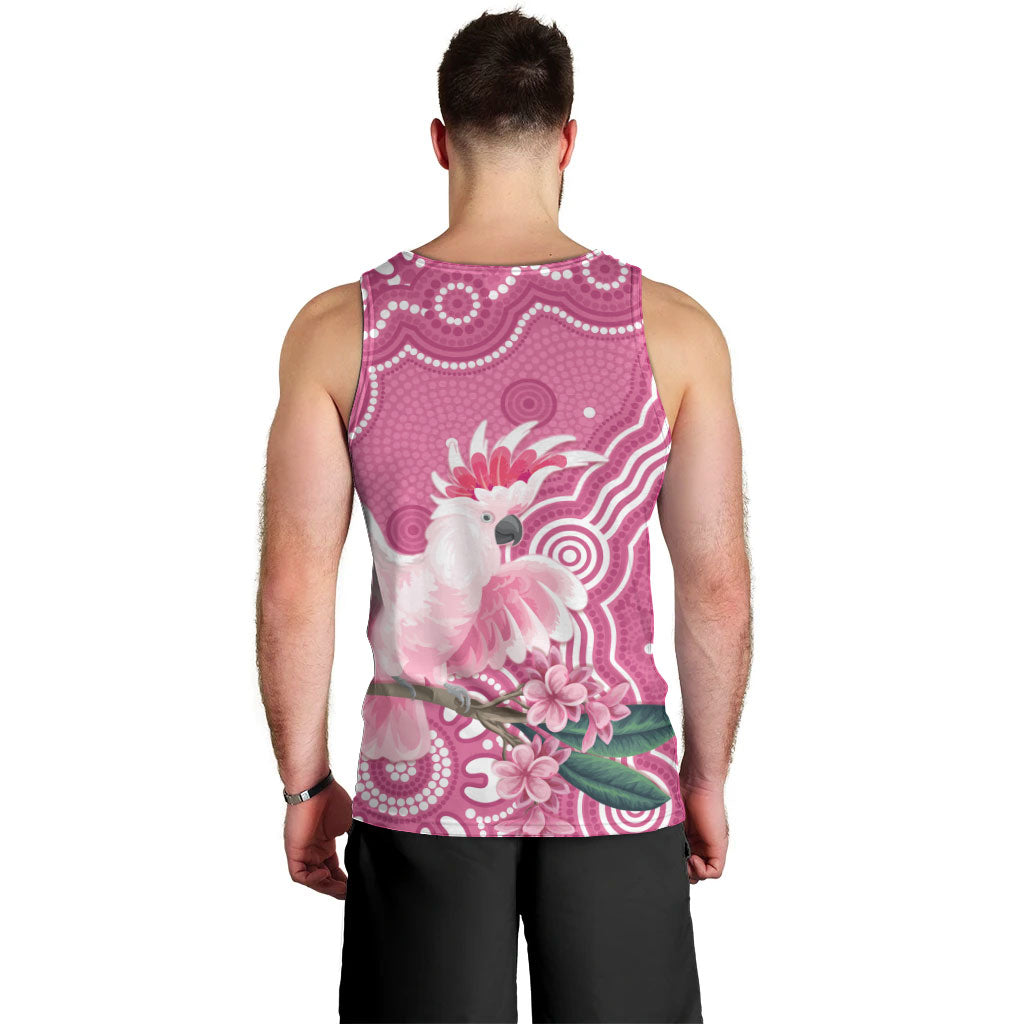 Australia Breast Cancer Support Men Tank Top Pink Cockatoo Ribbon Aboriginal Art
