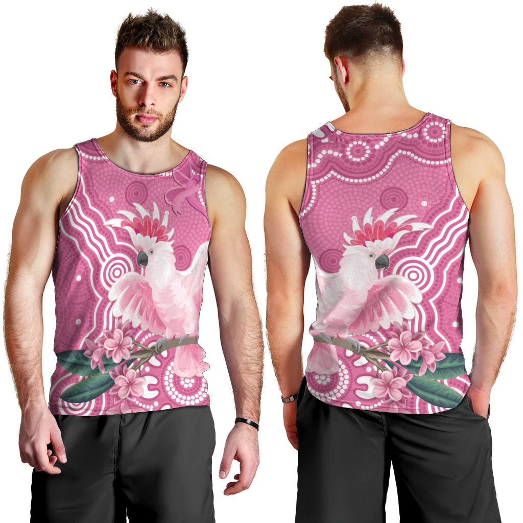 Australia Breast Cancer Support Men Tank Top Pink Cockatoo Ribbon Aboriginal Art