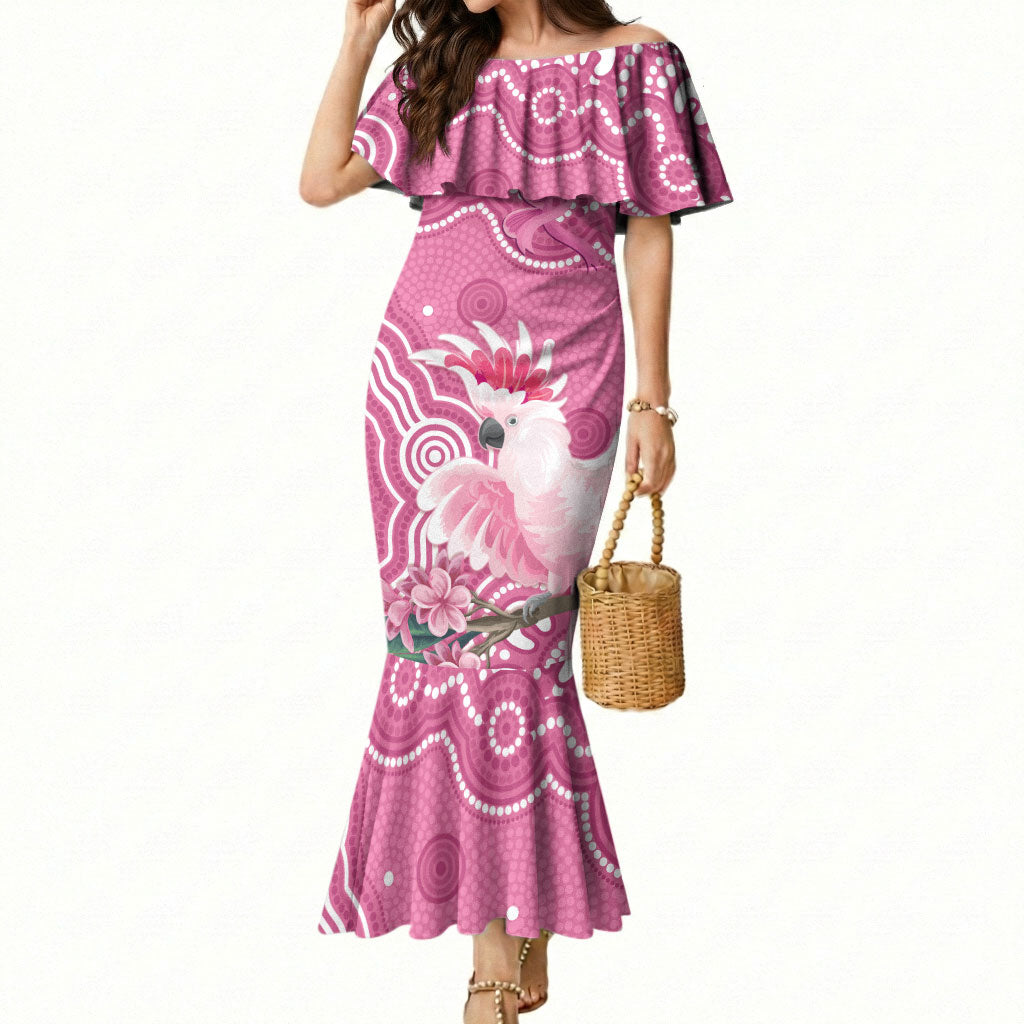 Australia Breast Cancer Support Mermaid Dress Pink Cockatoo Ribbon Aboriginal Art