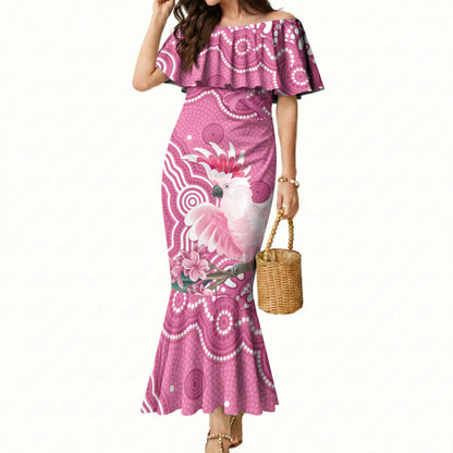 Australia Breast Cancer Support Mermaid Dress Pink Cockatoo Ribbon Aboriginal Art