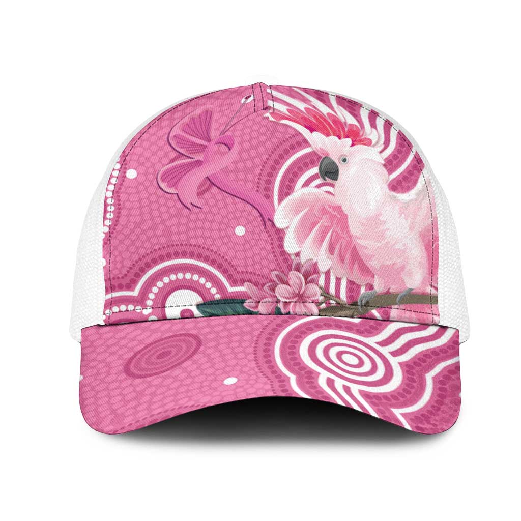 Australia Breast Cancer Support Mesh Trucker Cap Pink Cockatoo Ribbon Aboriginal Art
