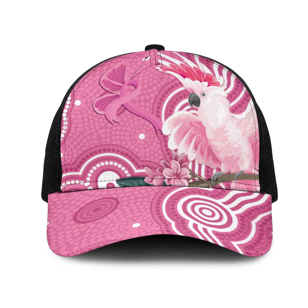 Australia Breast Cancer Support Mesh Trucker Cap Pink Cockatoo Ribbon Aboriginal Art