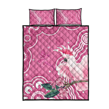 Australia Breast Cancer Support Quilt Bed Set Pink Cockatoo Ribbon Aboriginal Art