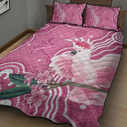 Australia Breast Cancer Support Quilt Bed Set Pink Cockatoo Ribbon Aboriginal Art