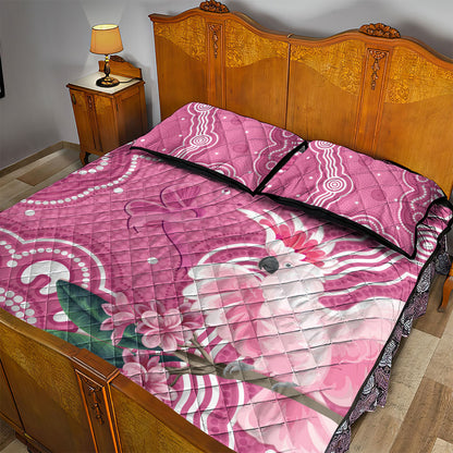 Australia Breast Cancer Support Quilt Bed Set Pink Cockatoo Ribbon Aboriginal Art