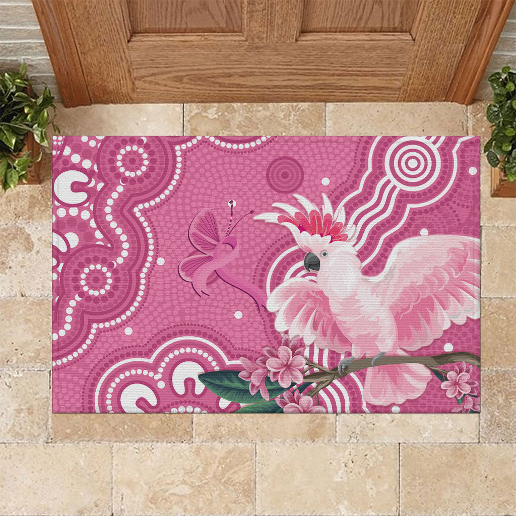 Australia Breast Cancer Support Rubber Doormat Pink Cockatoo Ribbon Aboriginal Art