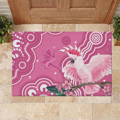 Australia Breast Cancer Support Rubber Doormat Pink Cockatoo Ribbon Aboriginal Art