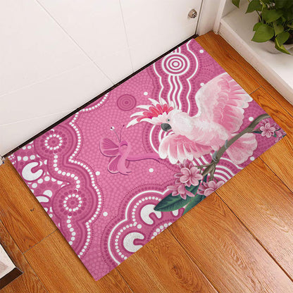 Australia Breast Cancer Support Rubber Doormat Pink Cockatoo Ribbon Aboriginal Art