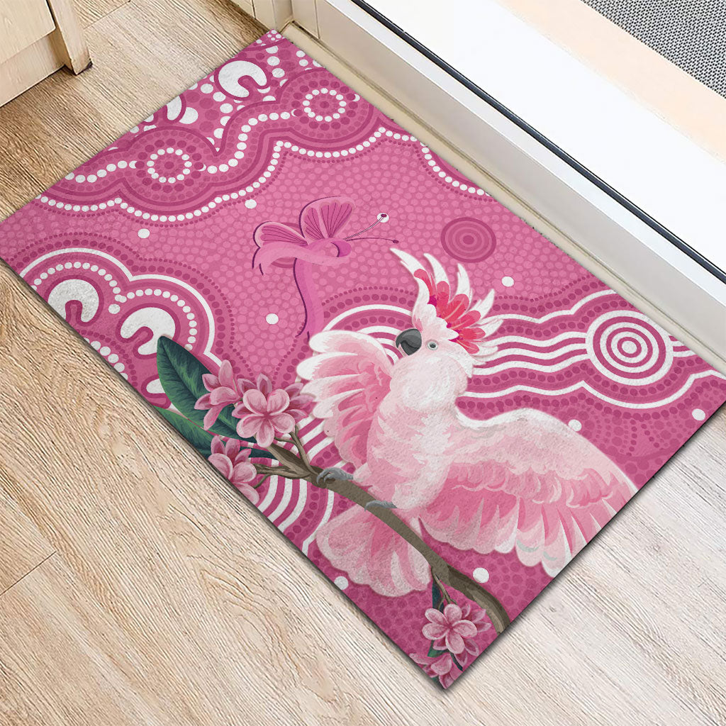 Australia Breast Cancer Support Rubber Doormat Pink Cockatoo Ribbon Aboriginal Art