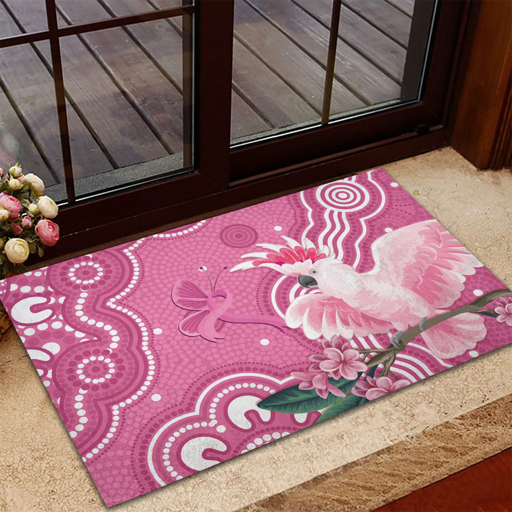 Australia Breast Cancer Support Rubber Doormat Pink Cockatoo Ribbon Aboriginal Art