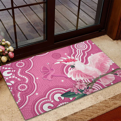 Australia Breast Cancer Support Rubber Doormat Pink Cockatoo Ribbon Aboriginal Art