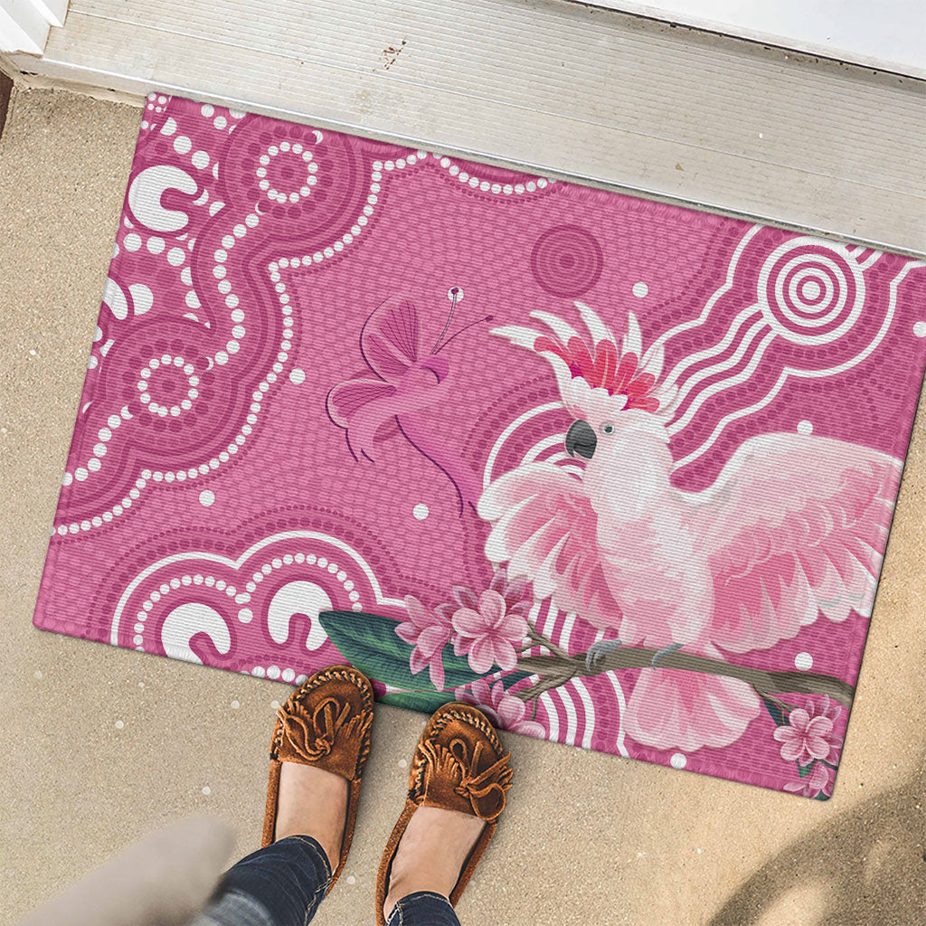 Australia Breast Cancer Support Rubber Doormat Pink Cockatoo Ribbon Aboriginal Art